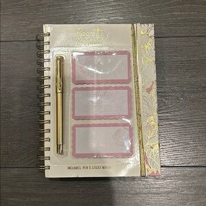 Grace & Gratitude Spiral Notebook with Pen and Pink Sticky Notes